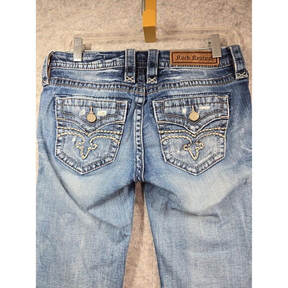 Rock Revival Alivia Jeans Easy Straight Womens 26 Distressed Low Rise Stretch - Picture 1 of 12